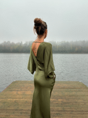 Luna maxi Dress in Deep Forest Green - Image 2