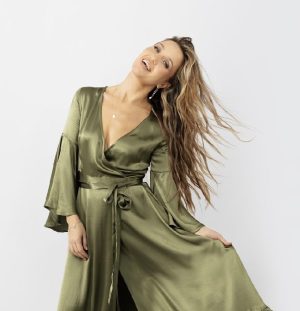 Nora dress in Deep Forest green