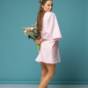 Luna linen short dress in pink - Image 3