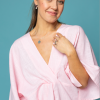 Luna linen short dress in pink - Image 2
